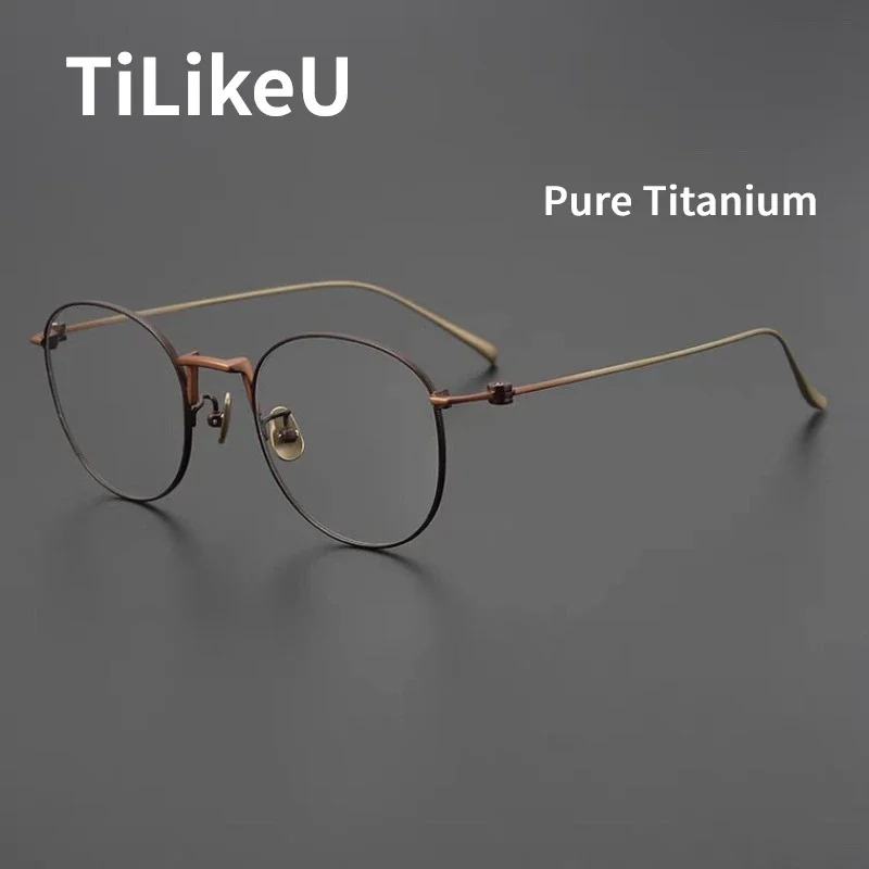 Japanese Brand Designer Glasses Pure Titanium Frames M-521 Men and Women Literary Retro Round Optical Reading Eye Glasses Frames