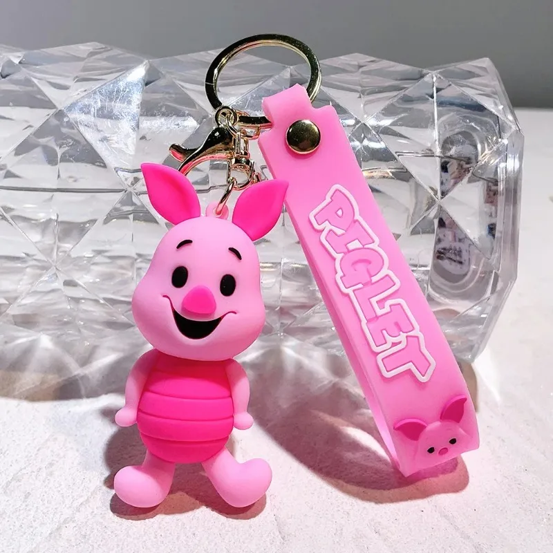 Cartoon Winnie the Pooh keychain pendant cute school bag pendant keychain cartoon couple silicone doll exquisite car keychain