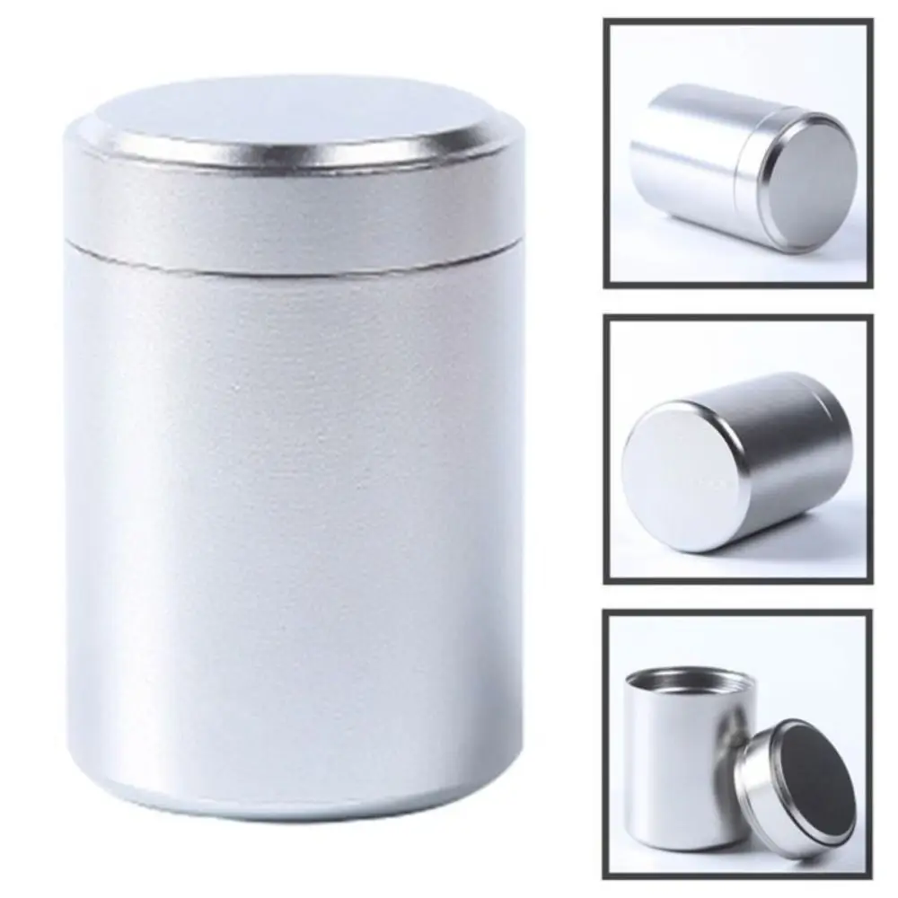 Round Small Aluminum Cans Metal Candy Jar Sealed Loose Tea Packaging Cans Airtight Smell Proof Container Storage Bottles Jars