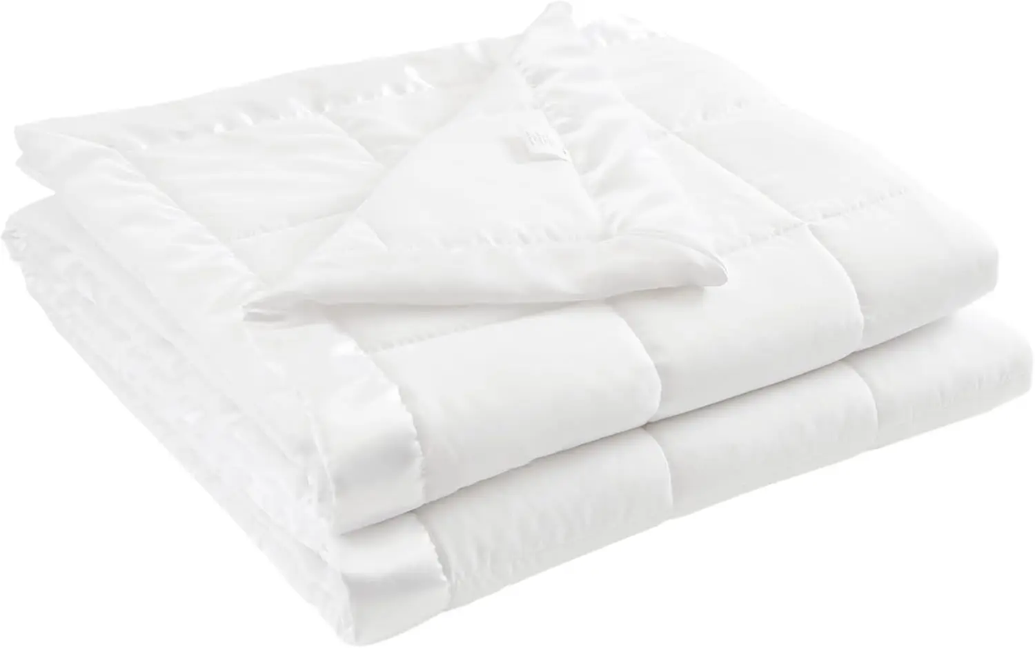 Premium Down Alternative Blanket with Moisture Wicking, Lightweight Soft All-Season Bed Cover, Satin Trim White King