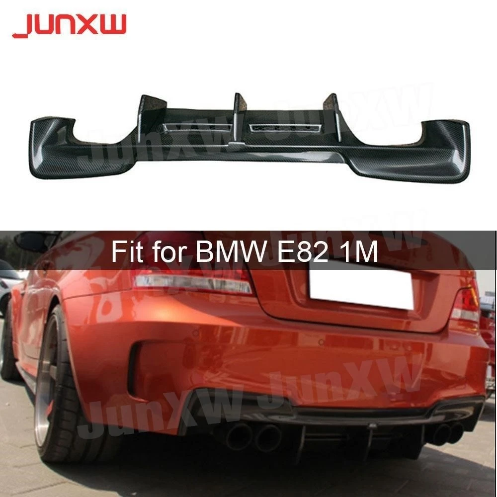 

For 1 Series Carbon Fiber Rear Lip Spoiler For BMW E82 1M Coupe 2 Door 2011 FRP Fins Shark Style Diffuser Bumper Guard