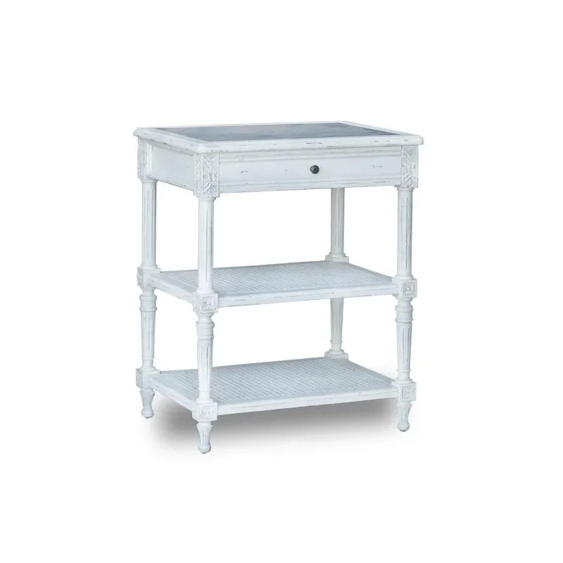 Simple solid wood retro bedside table American white old storage storage cabinet European bedroom bedside chest