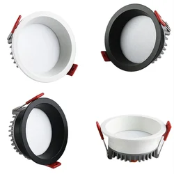 Anti-reflexo redondo LED Down Light, Tri-color, luz variável, 7W, 10W, 15W, 24W, fundo de teto, AC 85-265V, luz LED Spot