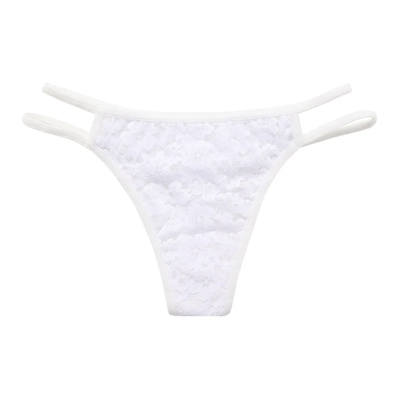 Double thin straps, T-line panties, lace, cotton crotch, low-rise quick-drying women's thong panties