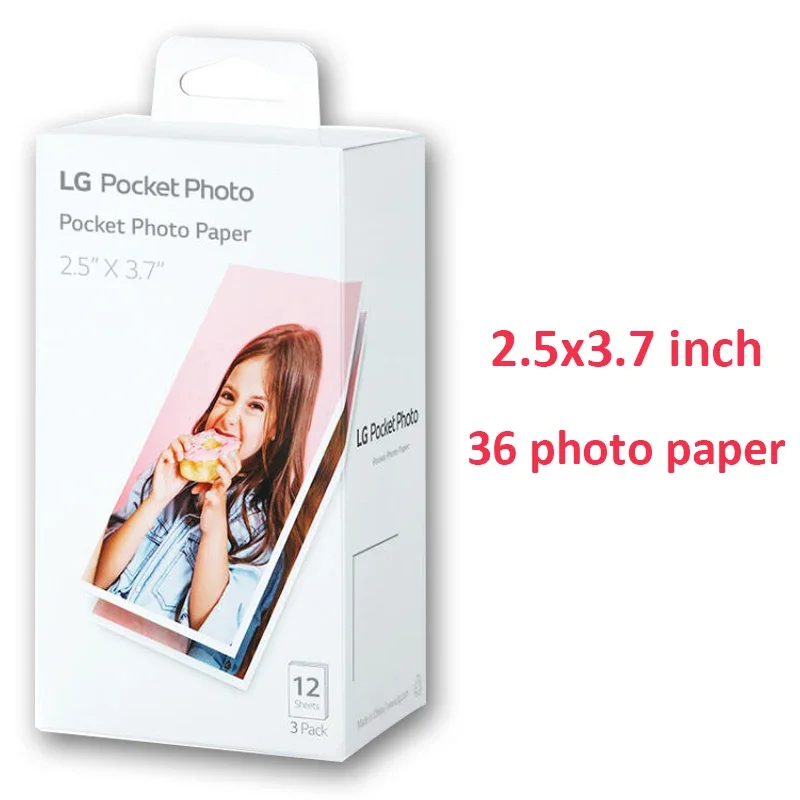 36/72 Sheets Original PT3013 LG Pocket Photo Paper 2.5x3.7inch for