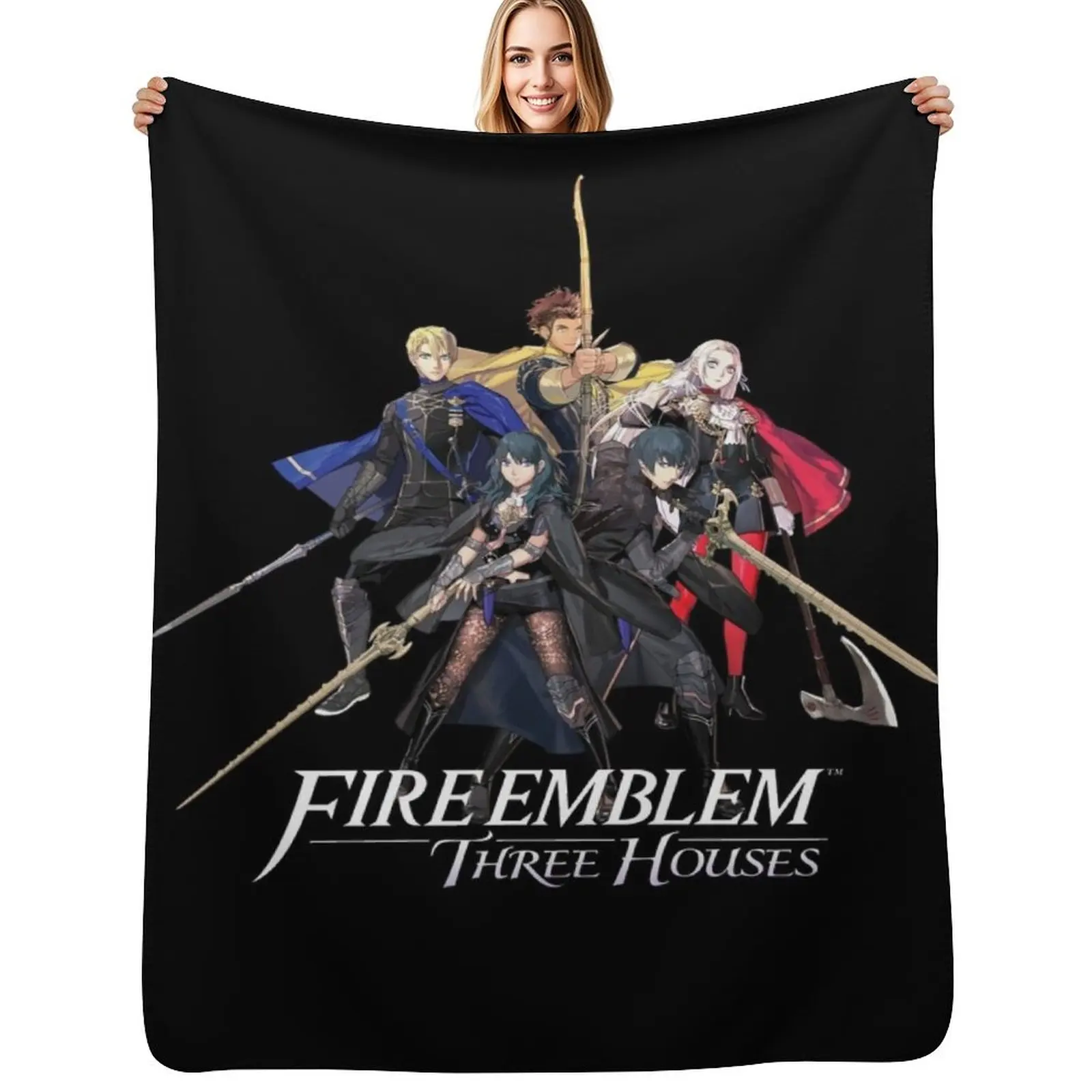 Fire Emblem?: Three Houses - House Leaders and Byleth (Male + Female) Throw Blanket No Pilling Soft Warm Blanket for Bed