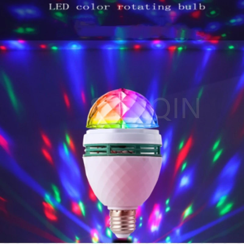 E27 LED RGB Lamp 9W 6W Bulb Magic Color Projector Auto Rotating Stage Light For Christmas Home Party Dance