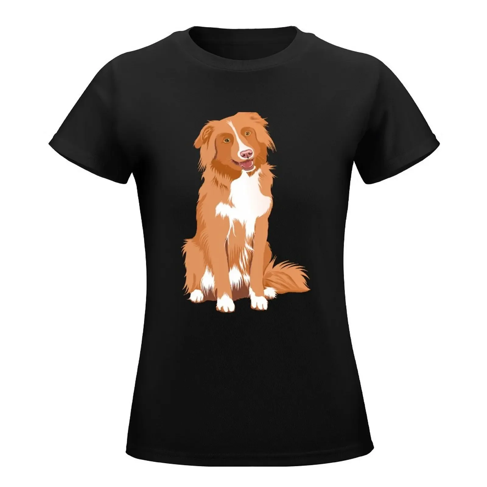 Nova Scotia Duck Tolling Retriever Sit Vector Art T-Shirt summer tops plus size tops tshirts for Women