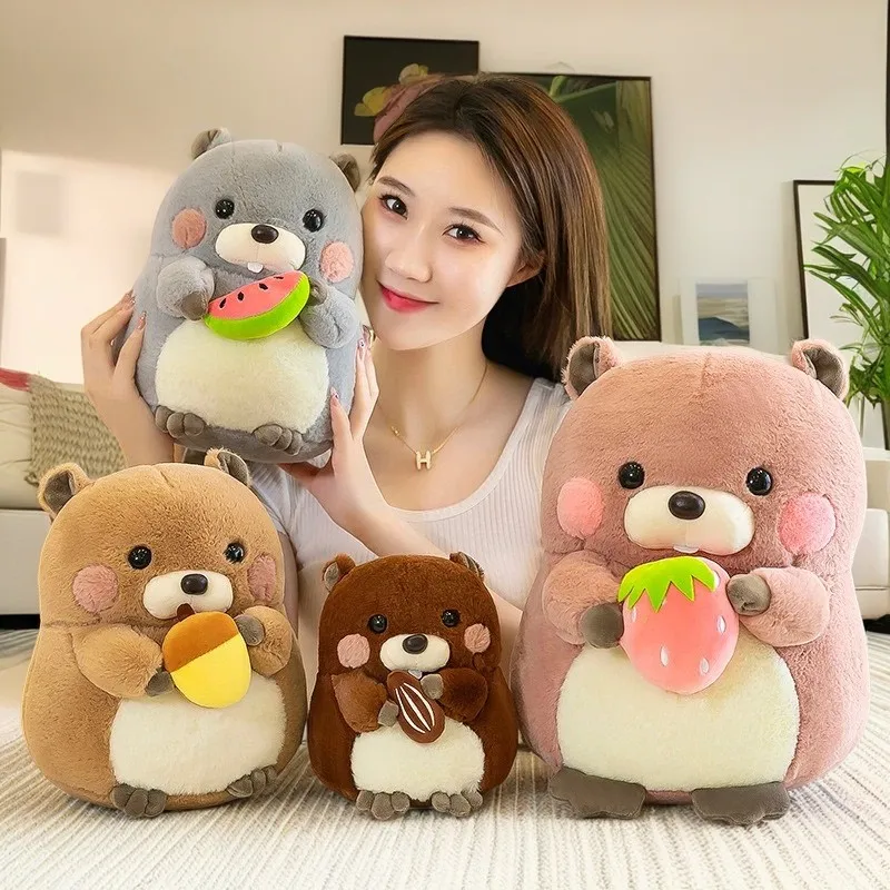 Kawaii 20/30/40cm 귀여운 Marmot 플러시 장난감 어린이를위한 음식 플러시 베개를 들고 부드러운 사랑스러운 햄스터 생일 어린이 선물