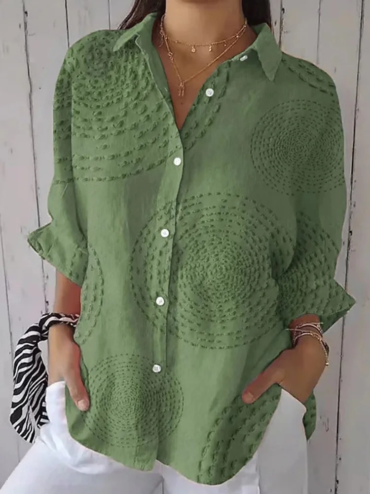 Lässiges Pendlerhemd für Damen, langärmliges Design mit Klappenkragen, stilvolles und bequemes Oberteil, einfaches und einzigartiges Hemd