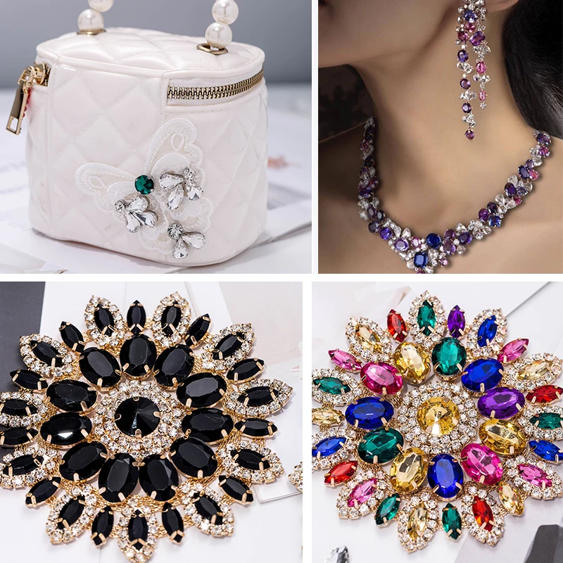 Sliver Claw Bulk Rhinestones Setting Shape Mix Clear Jelly Candy AB Glass Crystal Sew On Rhinestone Wedding Dress Shoes Bags DIY