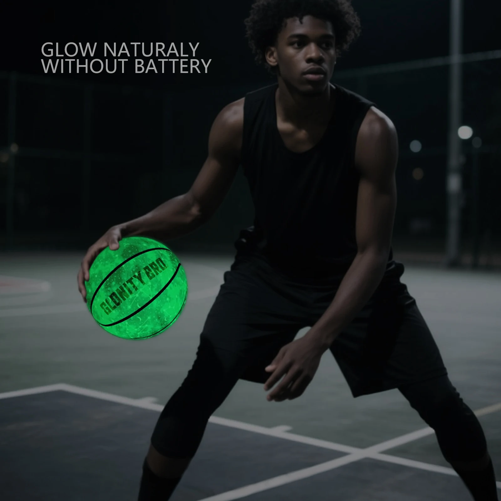 Gloeiend leer groen lichtgevend basketbalcadeau voor jongens meisjes, binnen en buiten nachtspel balgrootte 7 (29.5") / 6(28.5") / 5 (27,5")