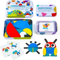 Montessori Development Toys, Wooden Shape Puzzles for Toddlers 3+ Years Old, Board Games Travel Toy Gift for Kids