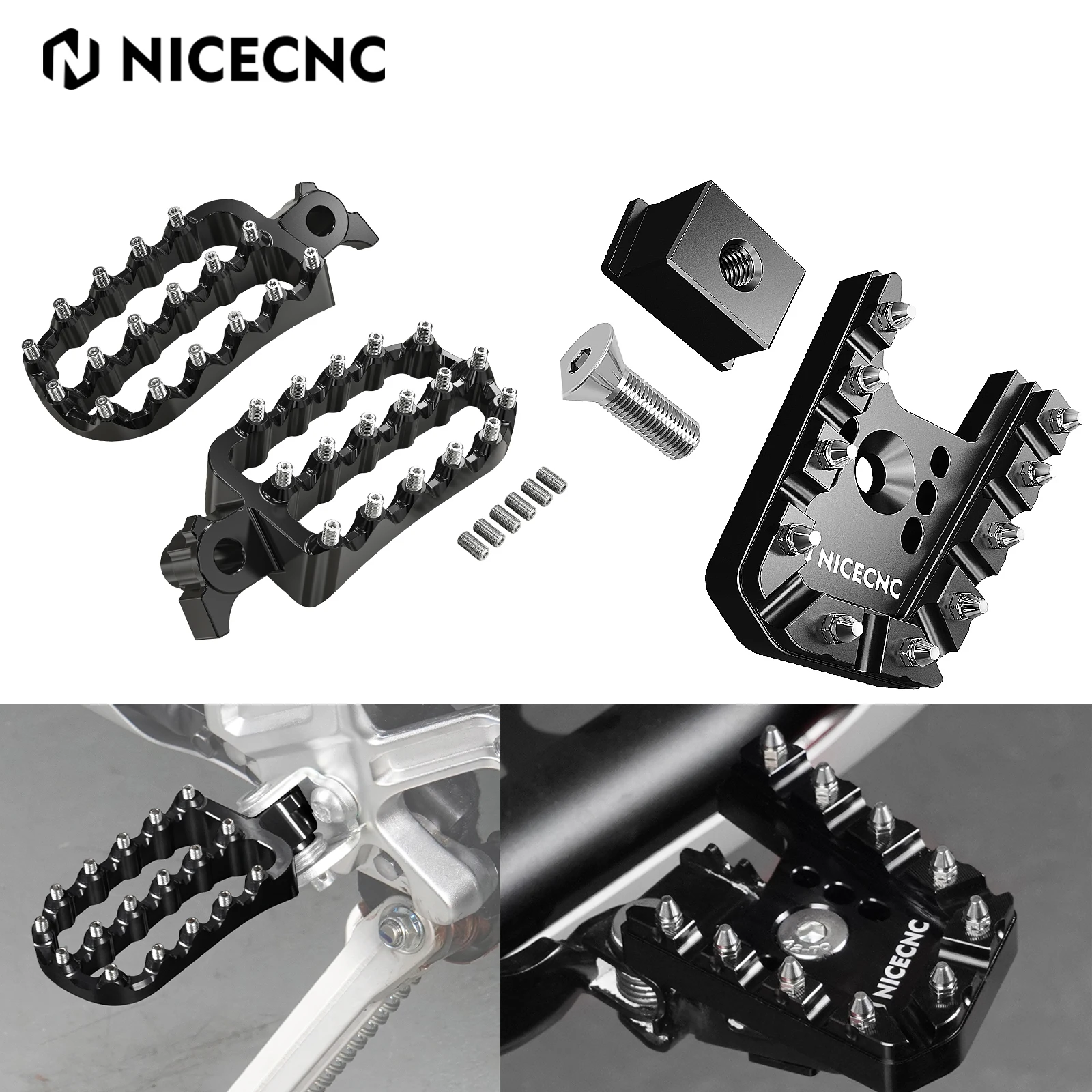 NICECNC Wide Foot Pegs Footrest&Brake Lever Pedal Extender For Yamaha Tenere 700 Rally Edition 2020-2024 Rally Edition 2020-24