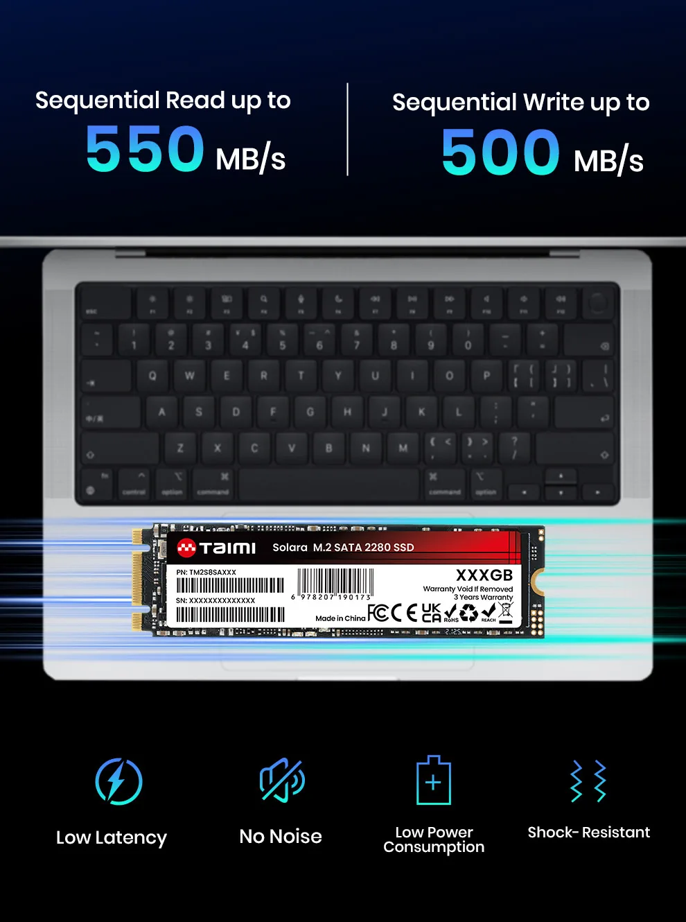 Taimi M.2 SATA Ⅲ SSD 2280 NGFF 128GB 256GB 512GB 1TB 2TB Interne Solid-State-Festplatte für PC Desktop Laptop Mini-PC – Detail 3