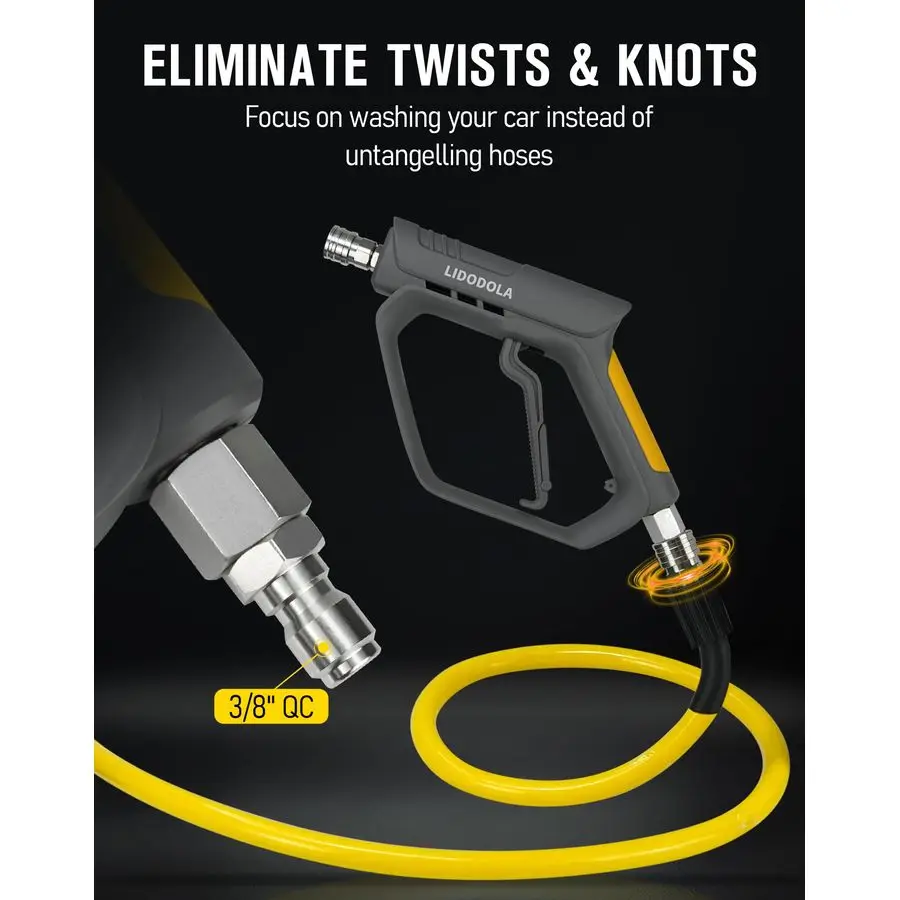 مسدس غسالة الضغط 5000 رطل لكل بوصة مربعة مع مسدس غسالة دوار عالي الطاقة مع 3 قابس ذكر، 5 أطراف فوهة، ميزات 3 أطوال قابلة للاختيار، E #2