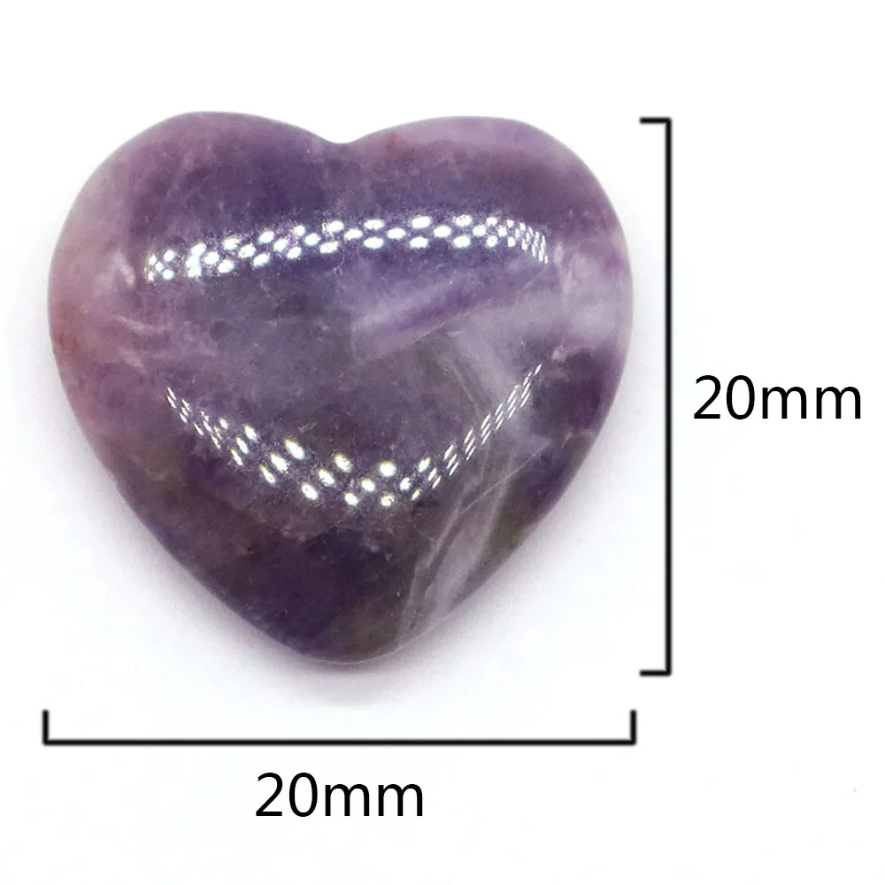 20MM Heart Shape LOVE Crystal Natural Stone Amethysts Agate Quartz Tiger Eye Mineral Healing Gemstone Specimen Home Decoration