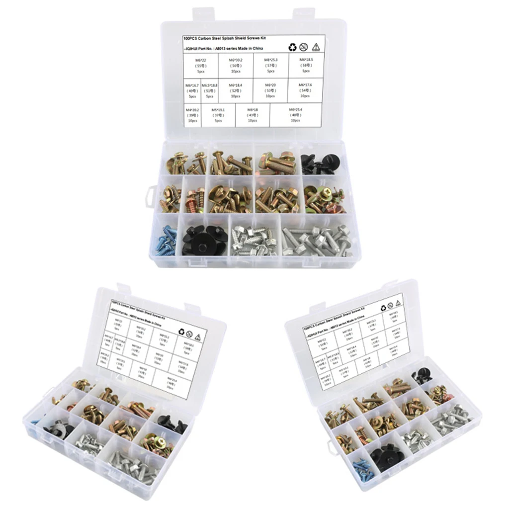 

100 шт./компл. портативных антивандальных винтов для брызговиков автомобиля