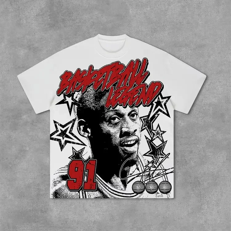 

Vintage Basketball Legend Graphic Print Cotton T-Shirt Men Y2K Summer Short Sleeve Casual Oversize Tshirt Streetwear Women Tops