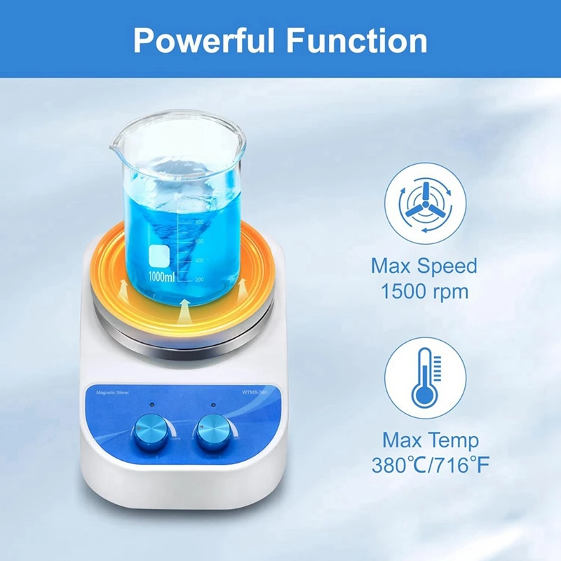 Magnetic Stir Bar Hot Plate Blender Max 380℃/80℉ 5.5Inch Laboratory Hot Plate Mixing Capacity 3 Liters Durable Easy Install