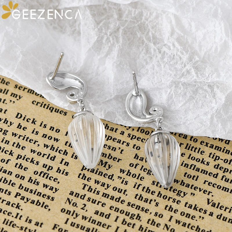 Orecchini pendenti con goccia d\'acqua in cristallo bianco naturale in argento Sterling 925 geezlenca per le donne orecchino Chic minimalista 2023