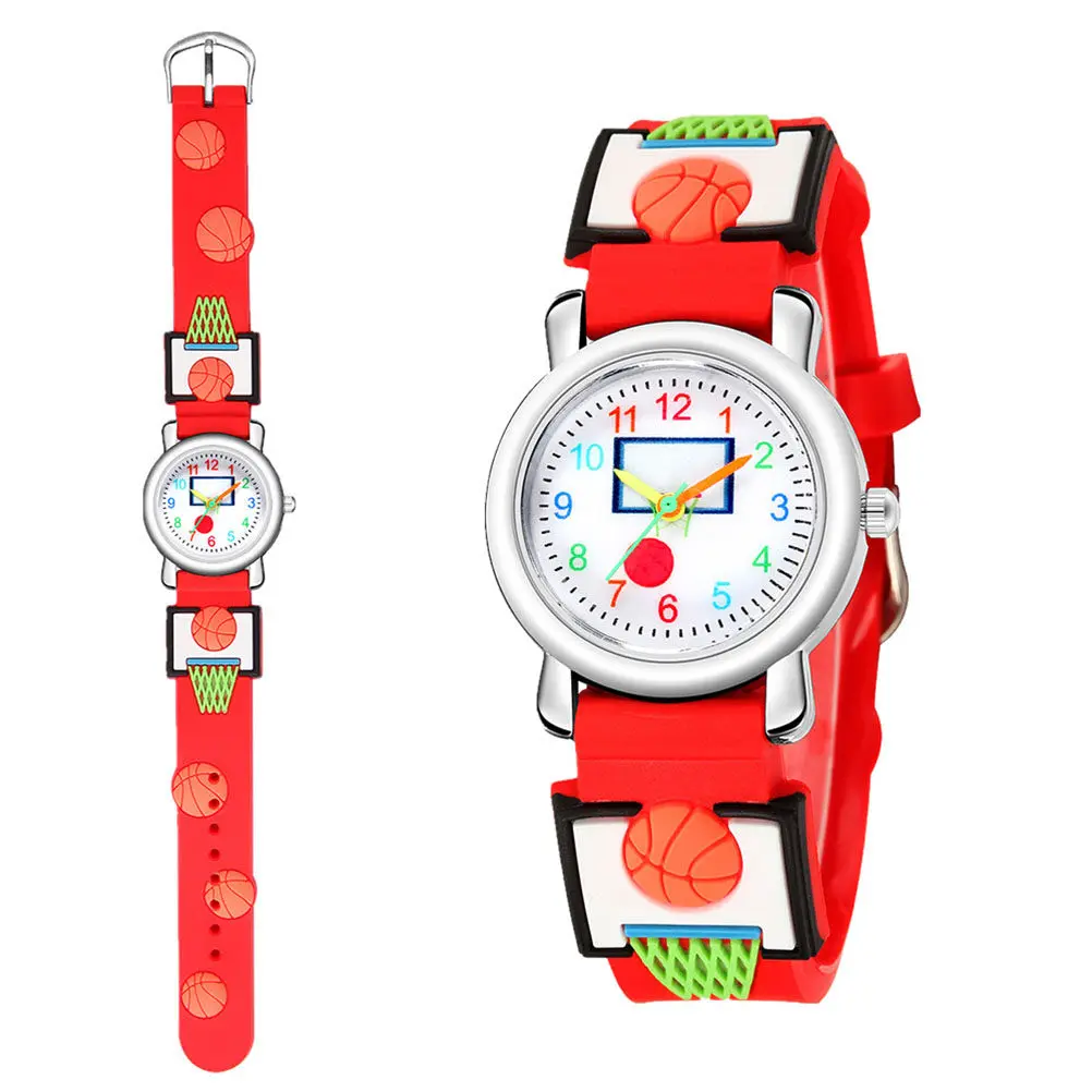 1Pcs Kids Watch 3D Cartoon Lovely Basketball Design Comfortable Strap Child Gift Girls Boys Age 3 12 Quartz Wristwatch Fashion