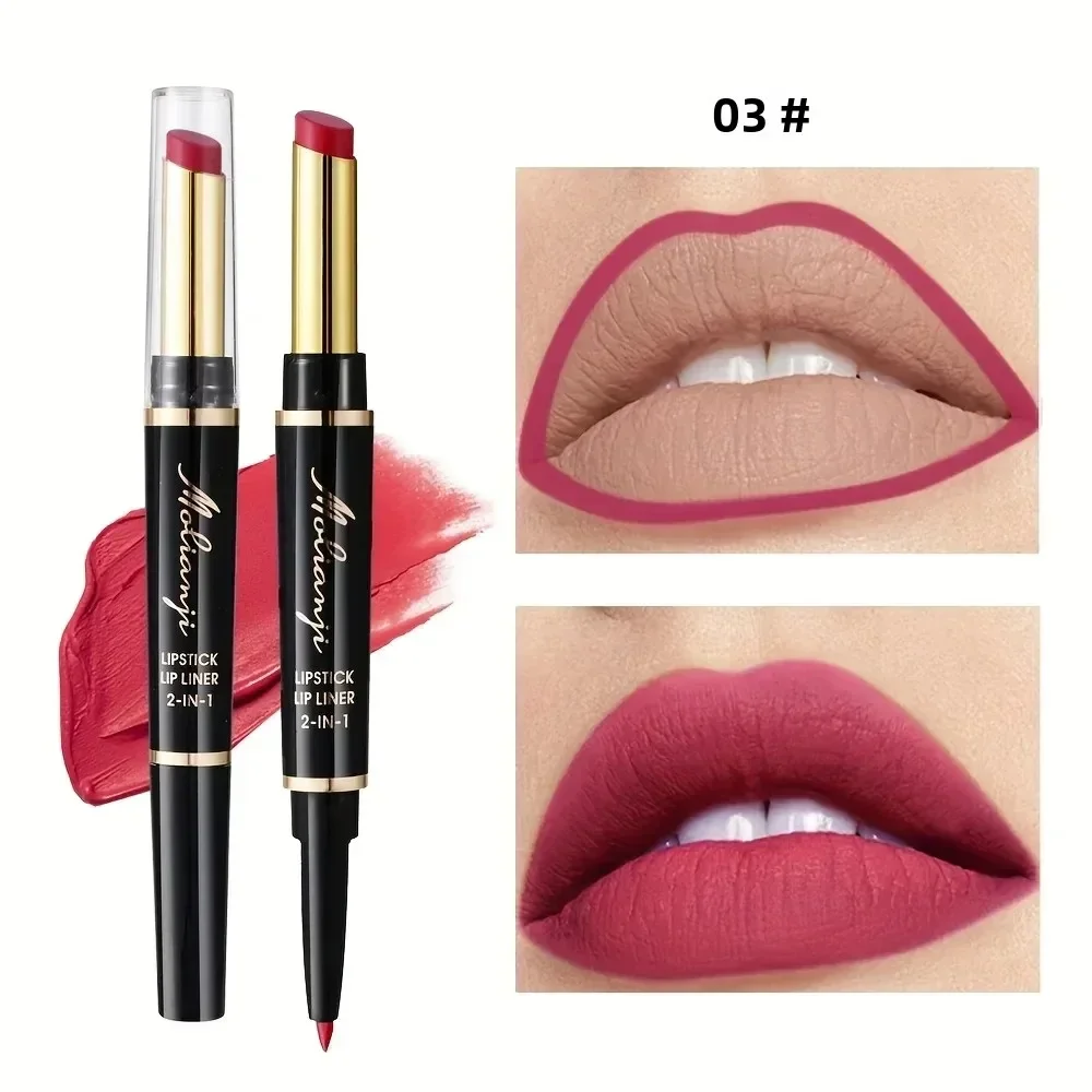 2-w-1 Konturówka do ust i pomadka powiększająca objętość w pisaku, 2 sztuki - Precyzyjne konturowanie z mechanizmem twist-up, odcienie nude, idealne na Halloween