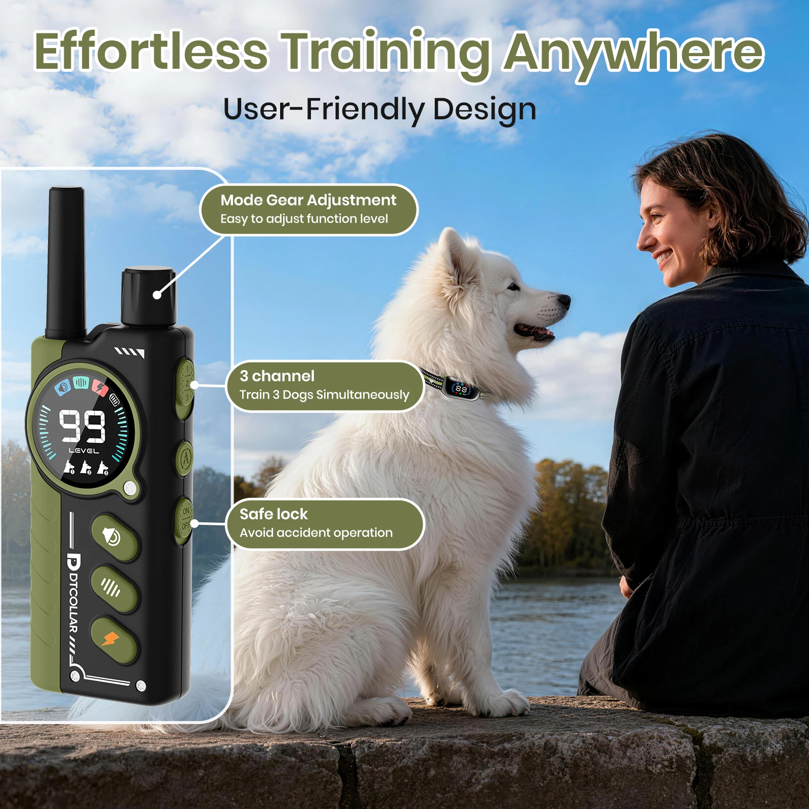 スマート2in1犬用トレーニングカラー、1000mリモコン付 - Dog Training Collar Remote 1000M Beep のレビューと価格