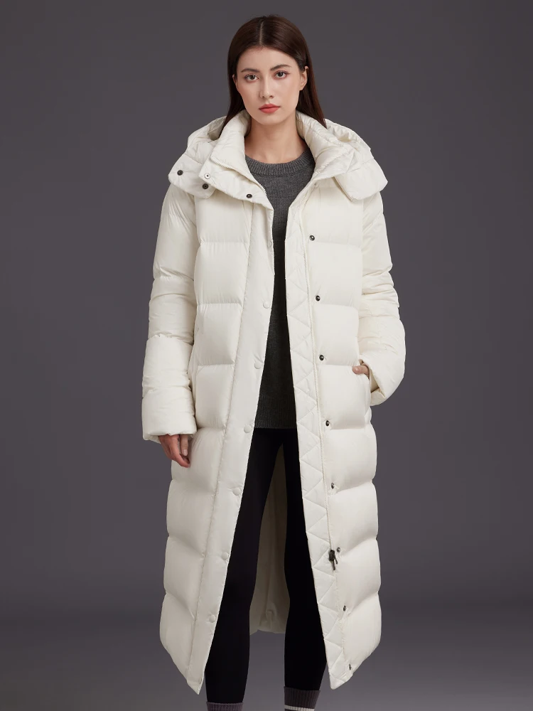 

Women Outdoor Hooded Goose Down Jacket High-End Long Down Jacket Over The Knee Extremely Cold And Thick Warm Cold Proof Jacket