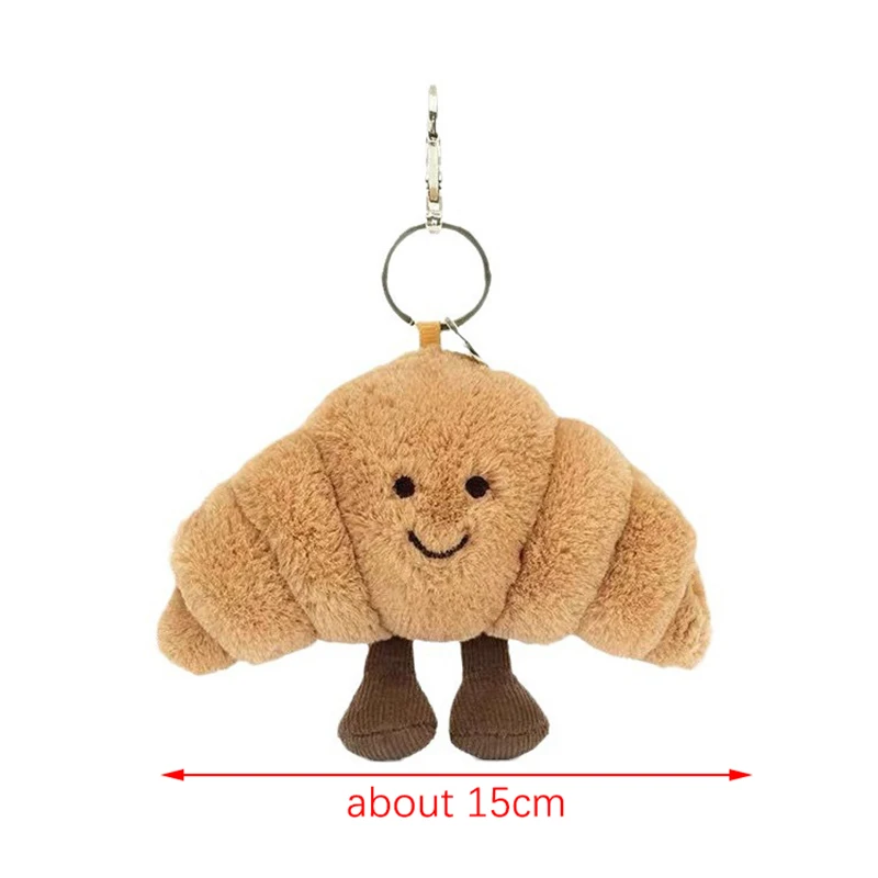 Kawaii Bread Plush Pendant Creative Croissant Roll Bread Plush Toy Keychain Decoration Backpack Pendant Birthday Christmas Gift