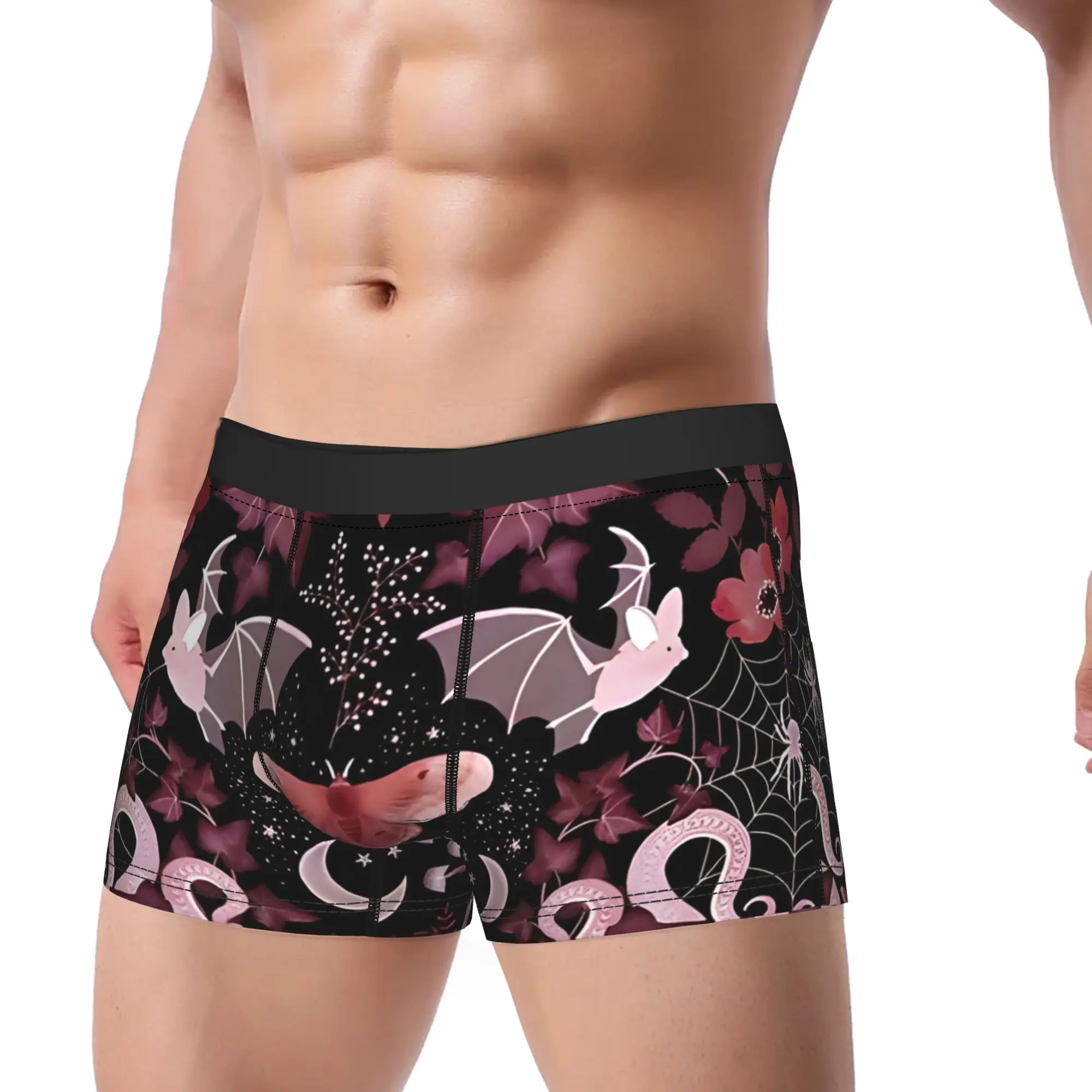 Moody Gothic Bat And Snake Damask Underpants Breathbale Panties Men's Underwear Gothic Comfortable Shorts Boxer Briefs
