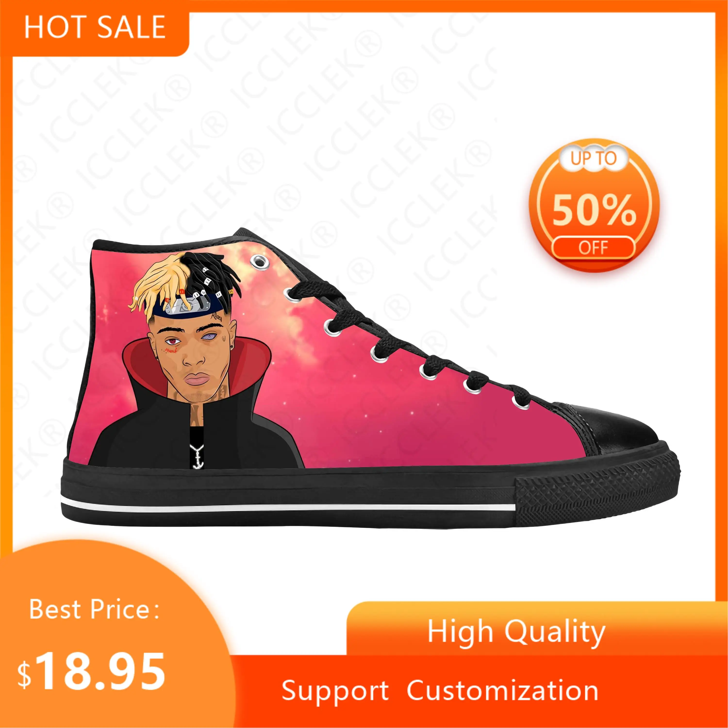 Hot Hip Hop Rapper Rap Singer Music XXXTentacions Casual Shoes High Top Comfortable Breathable Mens Womens Teenager Sneakers