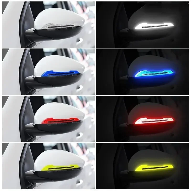 2PCS Door Bumper Strip Reflective Car Mirrors Anti scratch Protection Stickers Car Artifacts High grade Glow in the dark image 2