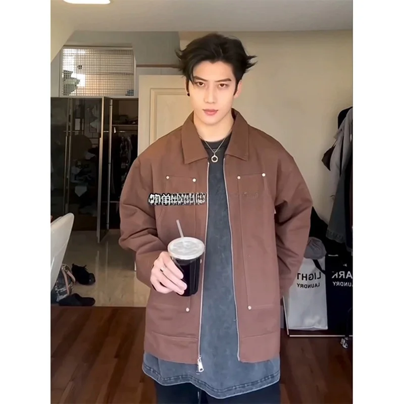 

Высококачественная оригинальная мужская куртка в американском стиле ретро, свободная винтажная заклепка, весенне-осенняя верхняя одежда, молодежная мода