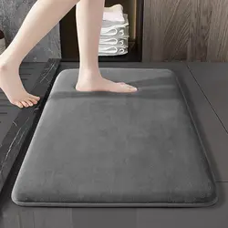 Super absorbent anti slip memory foam bathroom carpet machine washable soft velvet bath mat