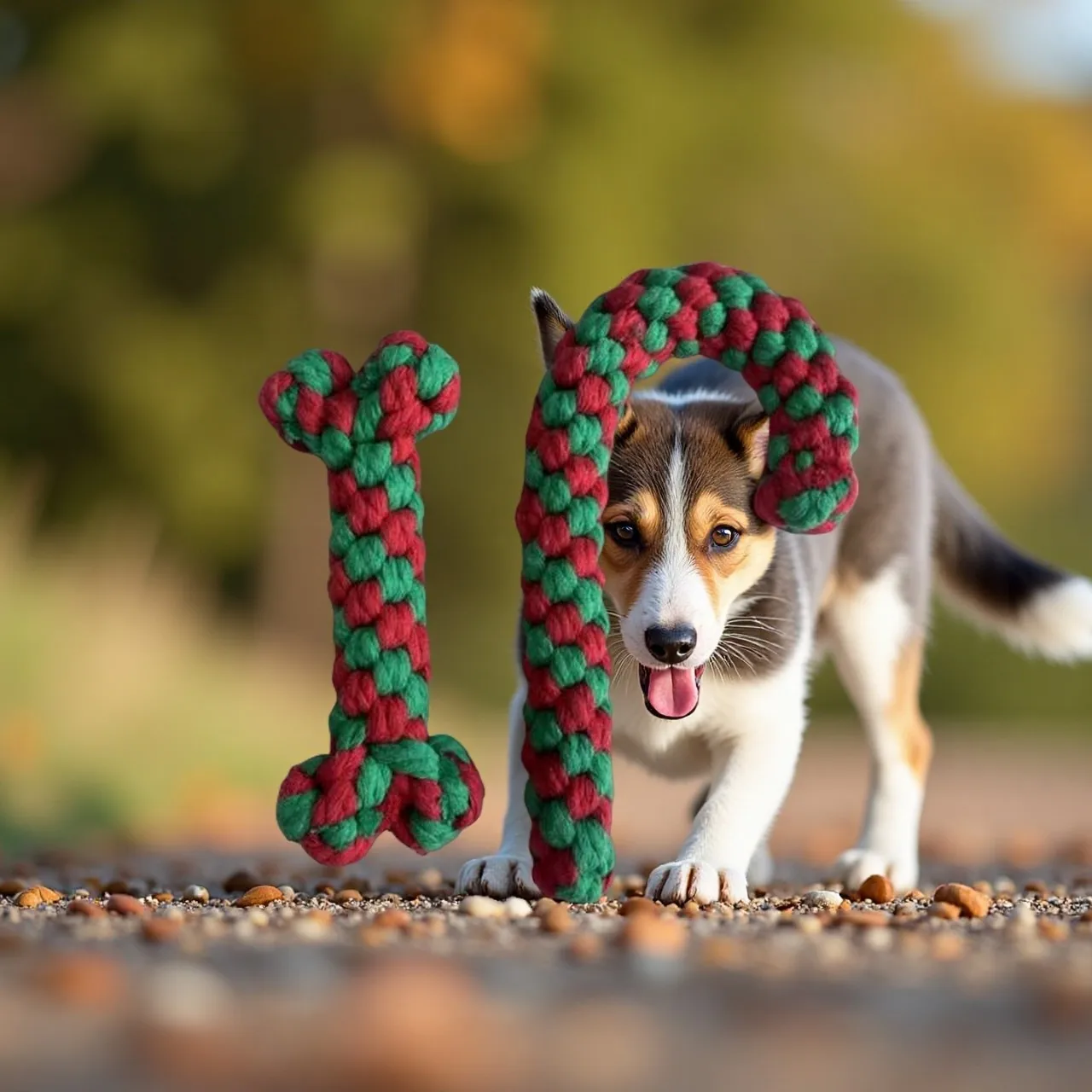 Weihnachts-Haustier-Baumwollseil-Spielzeug-Set, Zuckerrohr, interaktives Hundespielzeug, bissfester Backenzahn mit hochwertigem Hundespielzeug als Weihnachtsgeschenk