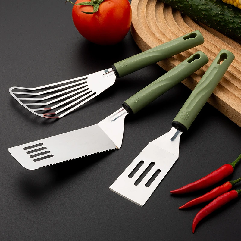 Japanese Cuisine Shovel Line Stainless Steel Fish Steak Shovel Small Spatula BBQ Kitchen Gardget Plastic Handle shovels