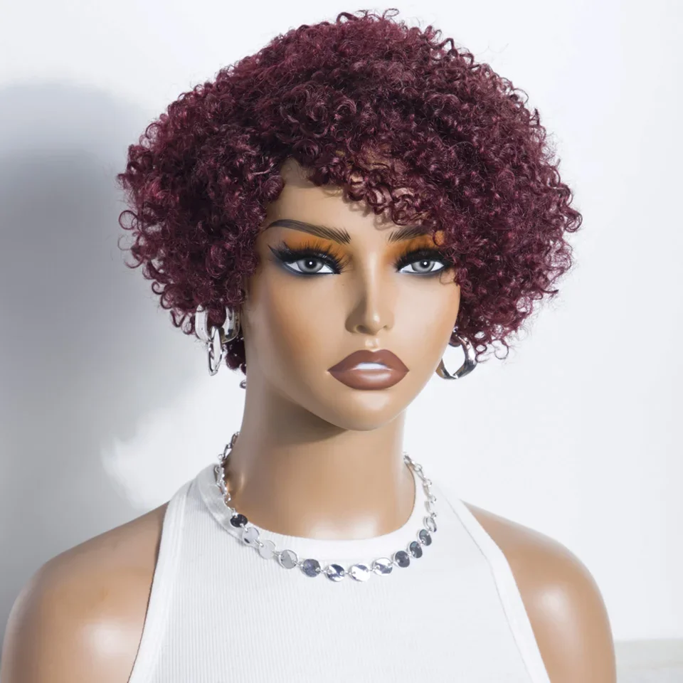 Short Bob Wig Pixie Cut Wig Curly Human Hair Wigs For Women Non Lace Front Transparent Deep Wave Lace Wig Preplucked Hairline