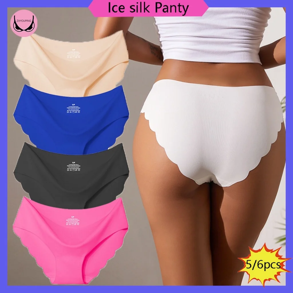 ZXYOUPING Low Waist Seamless Panties Women Ice Silk High-rise Laser Cut Panties Antibacterial Lingerie S-XXL