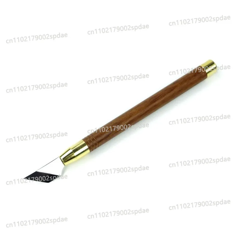 Vegetable Tanned Leather Carving Knife Wooden Handle Asp60 Steel Blade Curved Hollow Inclined Blade Leather Cutting Knife