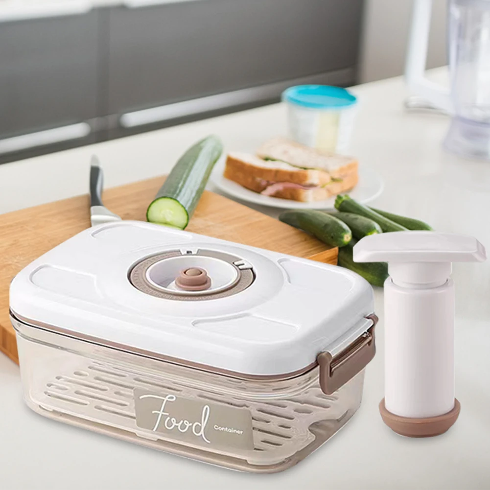 صندوق تخزين الطعام المفرغ، حاوية طعام مفرغة مع مضخة هواء، سعة كبيرة، صندوق حفظ الطعام الطازج المختوم لأرز الفاكهة اللحوم