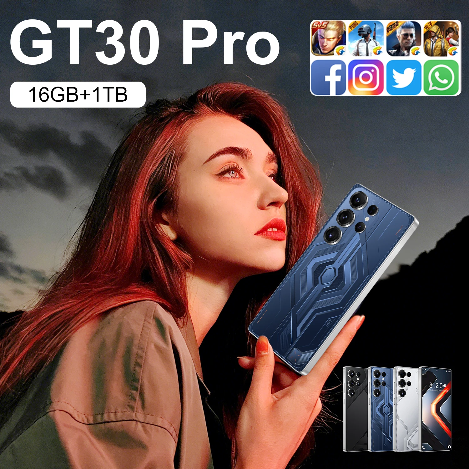 2026 New GT 30 Pro-smartphone with Android 14, supports dual SIM dual standby, WiFi, and GPS. and Google Tab.