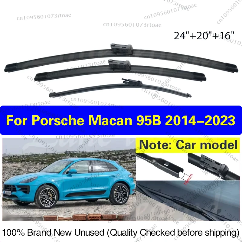 

Car Windshield Wiper Blades Fit For Porsche macan 95B 2014 - 2023 Front Rear Wiper Blades Soft Rubber Auto Windscreen 24"20"16"