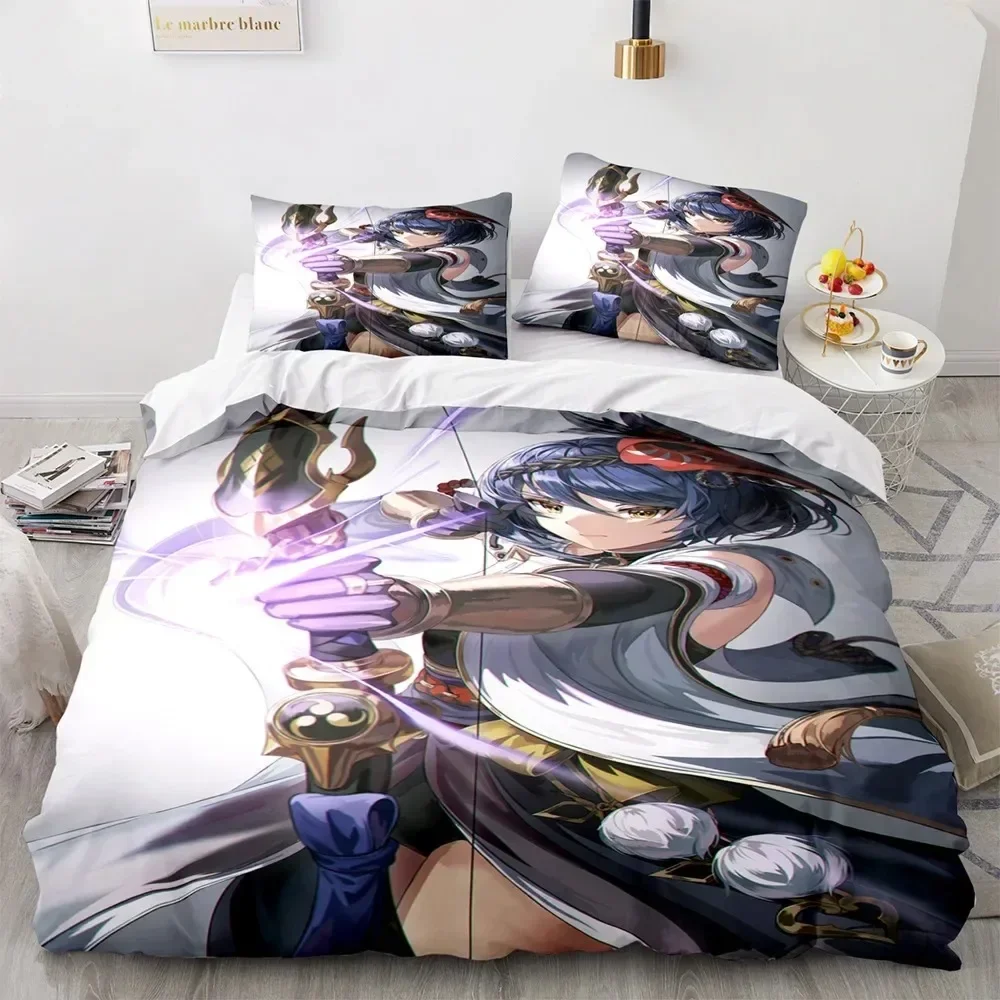 

3D Print Anime Game Genshin Impact Comforter Bedding Sets Quilt Bed Cover Duvetcover Pillow Case Sets Kids Adult Size