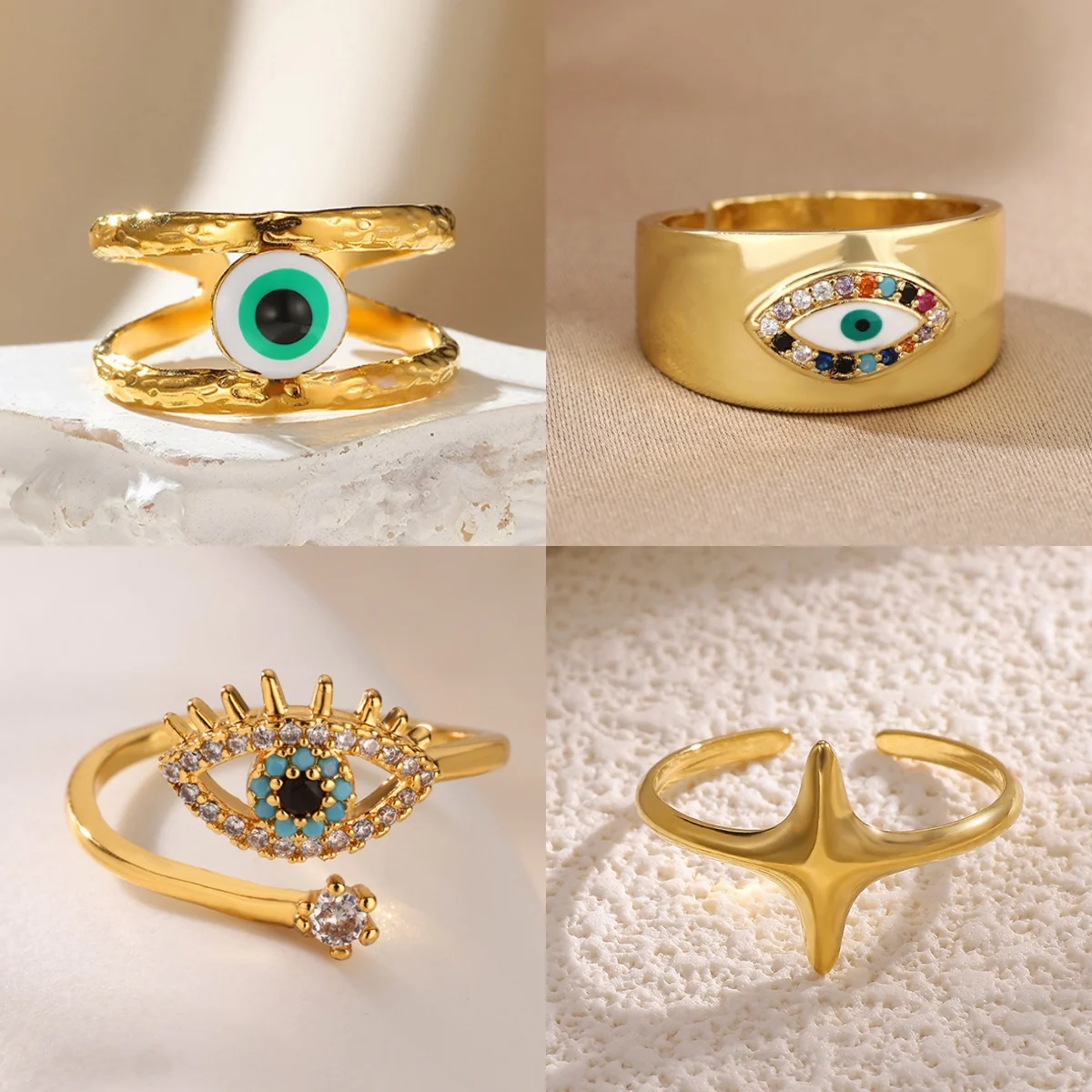 Retro Teufelsauge Damenringe Vergoldeter Zirkonia-Ring 2026 Trendiger Neuzugang Minimalistischer Schmuck Geschenk