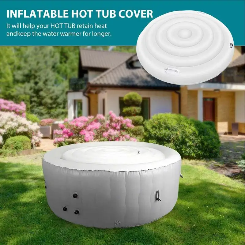 Hot Tub Windproof Cover with Handle Inflatable Circular Foldable Swimming Pool Filled With Dust Cover Thermal Insulation Cover