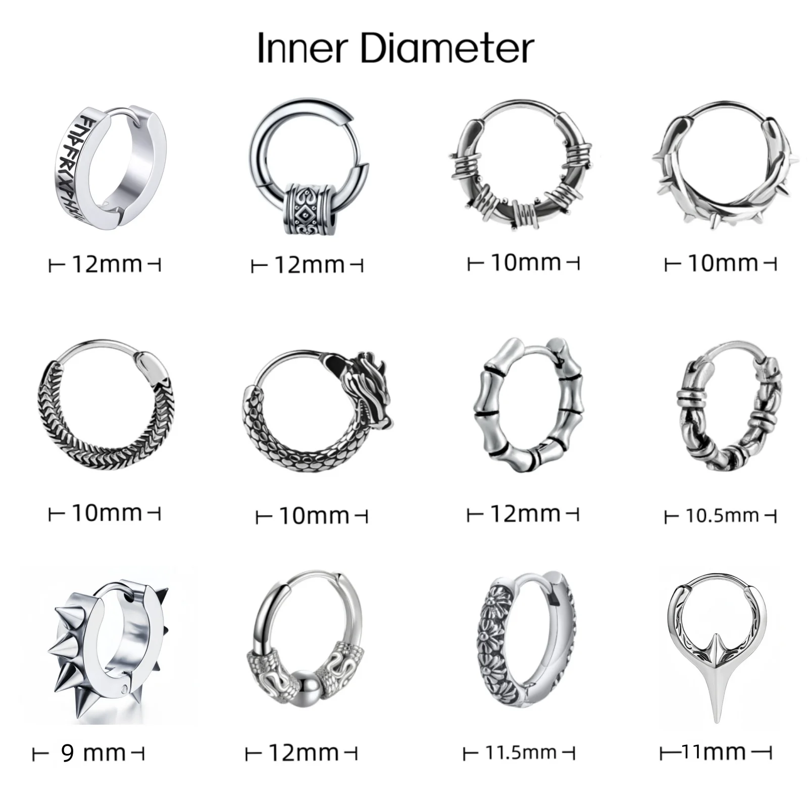 Goth Stainless Steel Hoop Earrings for Men Women Punk Piercing Ear Surgical Steel Rings Vintage Jewelry Decoratio New In Trend