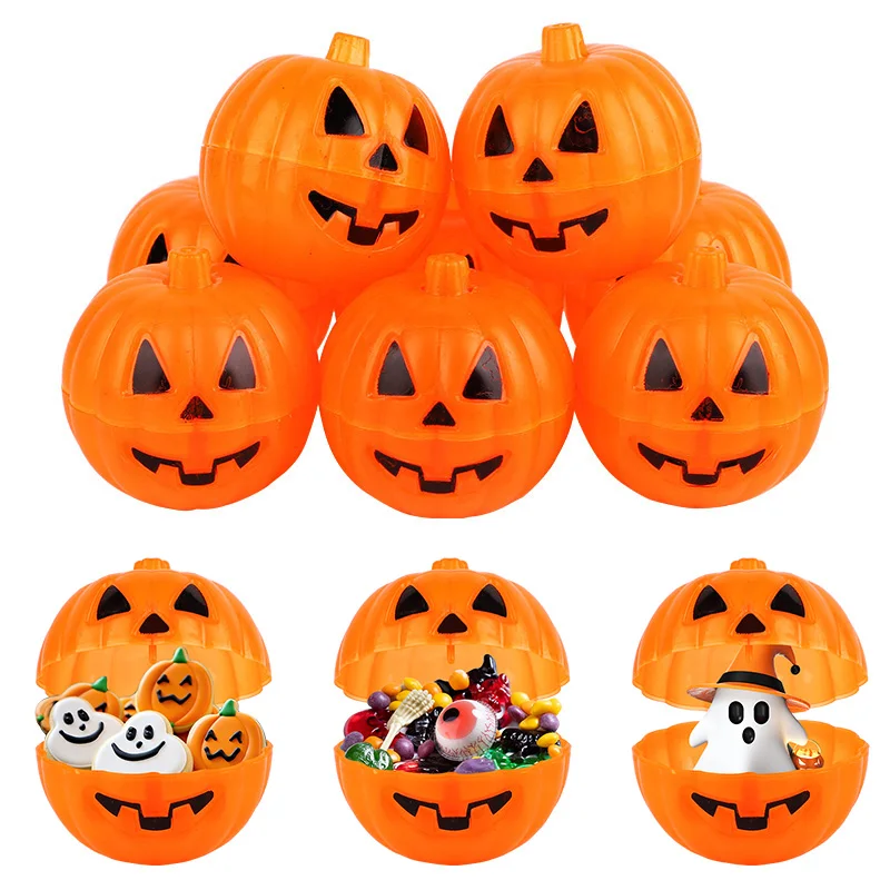 

10PCS Halloween Pumpkin Bucket Blind Box Twisted Egg Storage Box Party Trick Opening Pumpkin Candy Mini Pumpkin Shell