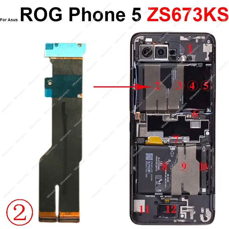 For Asus Rog 5 ZS673KS I005DA Rear Camera Connection NFC Mainboard Connector USB Board Fingerprint Fan Power Speaker Flex Cable