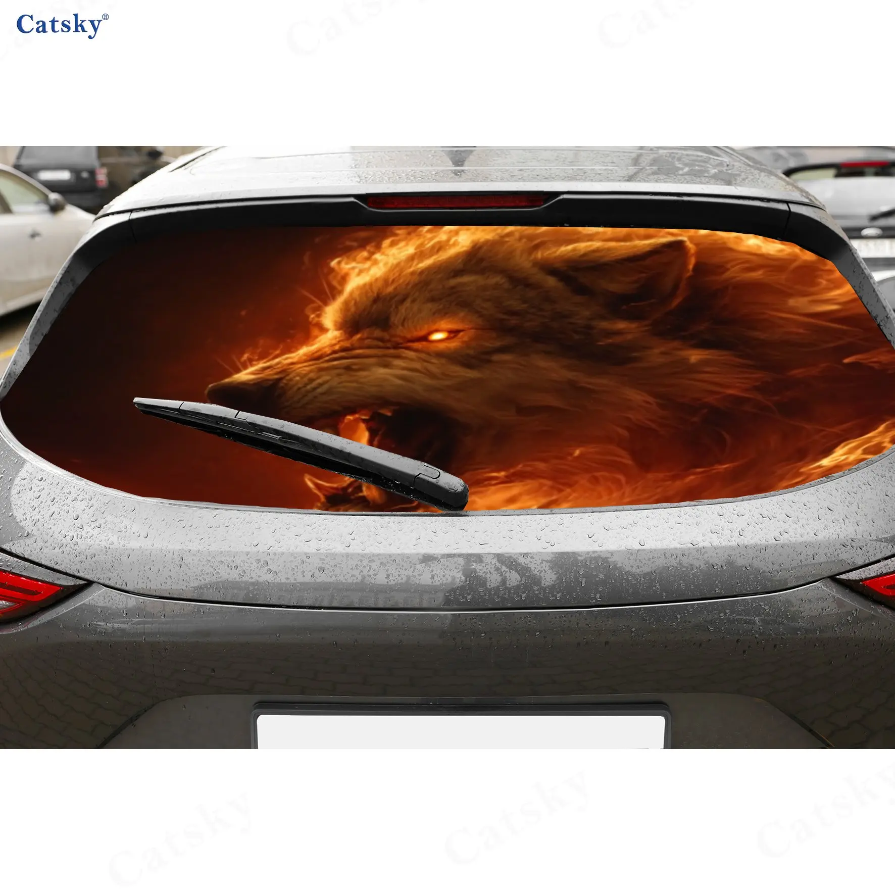 

Blazing Wolf Howl PVC material self-adhesive waterproof car rear window sticker, easy to paste without falling off, waterproof a